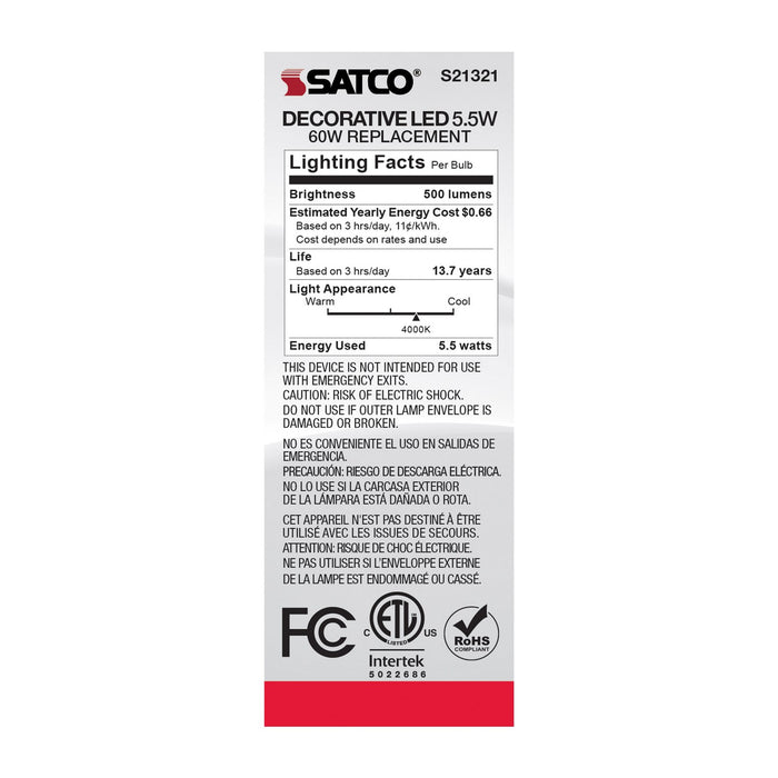 Satco S21321 Light Bulb, Frost