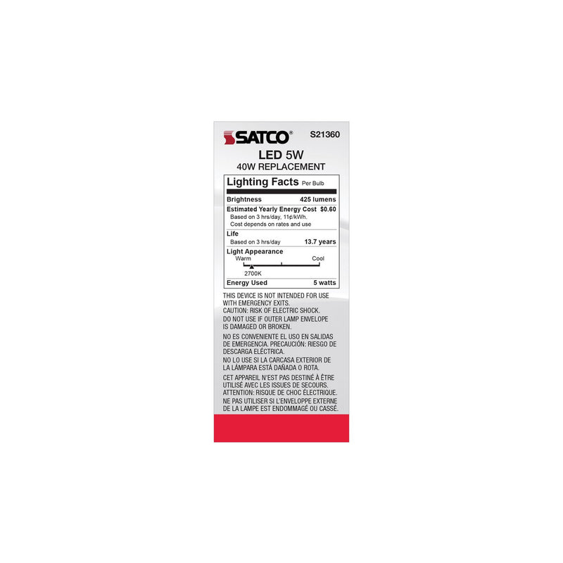 Satco S21360 Light Bulb, Clear