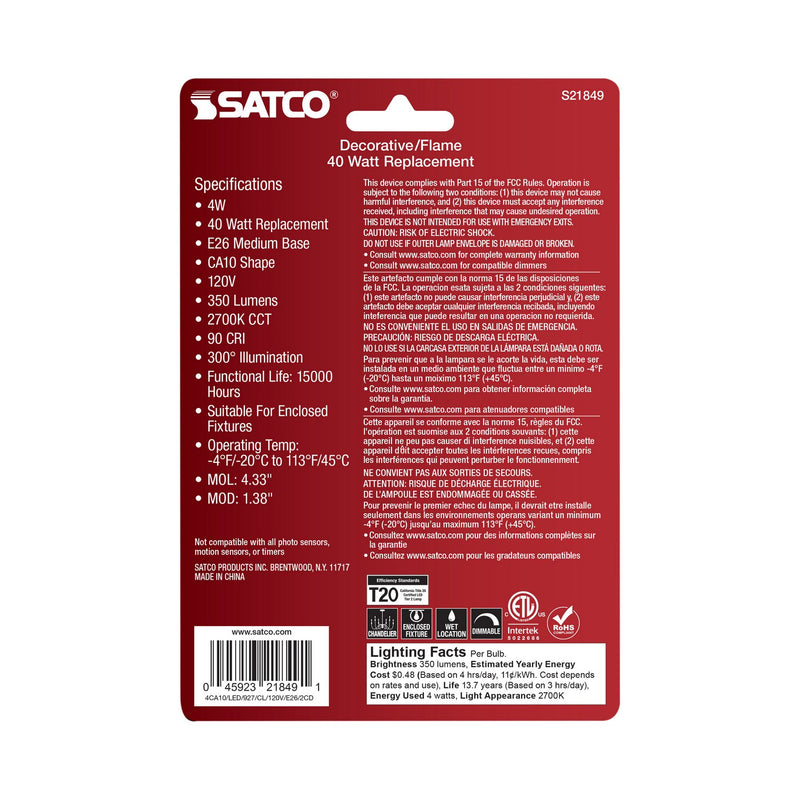 Satco S21849 Light Bulb, Clear