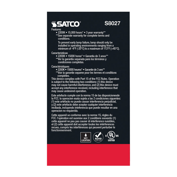 Satco S8027 Light Bulb, Clear