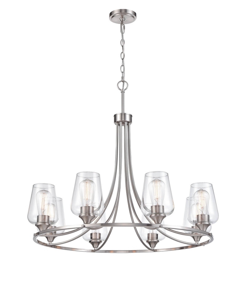 Millennium 9728-BN Eight Light Chandelier, Brushed Nickel