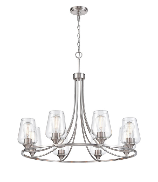 Millennium 9728-BN Eight Light Chandelier, Brushed Nickel
