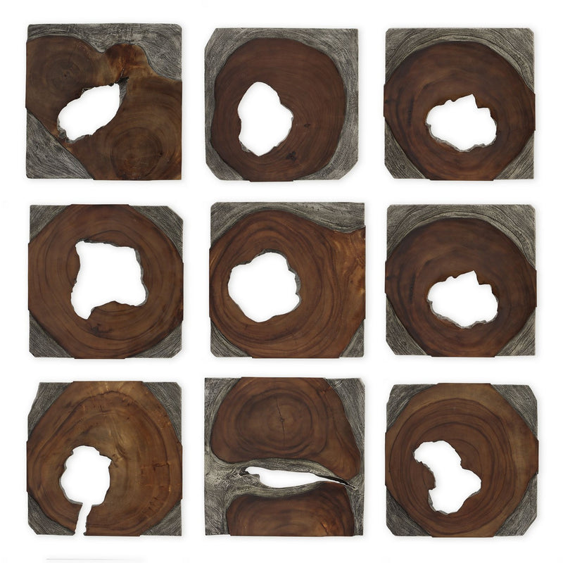 Uttermost 04349 Wall Art, Set/9, Dark Coffee Brown And Rustic Black