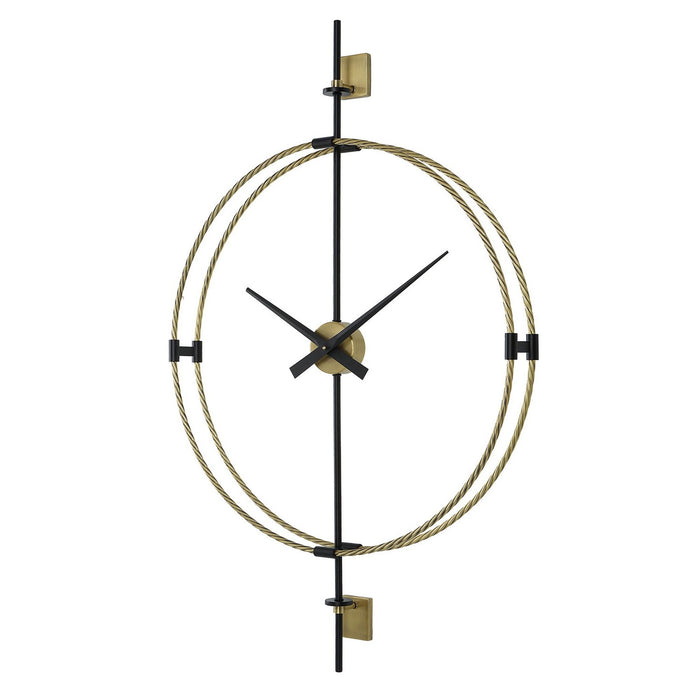 Uttermost 06106 Wall Clock, Brushed Brass With Satin Black