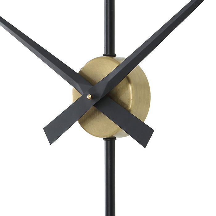 Uttermost 06106 Wall Clock, Brushed Brass With Satin Black