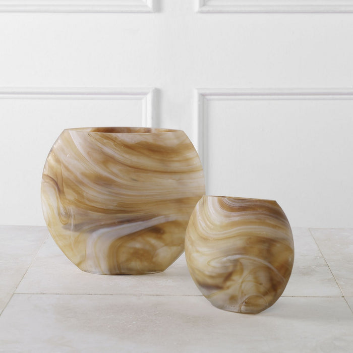 Uttermost 18070 Vases, Set/2, Caramel, Ivory, And Tan