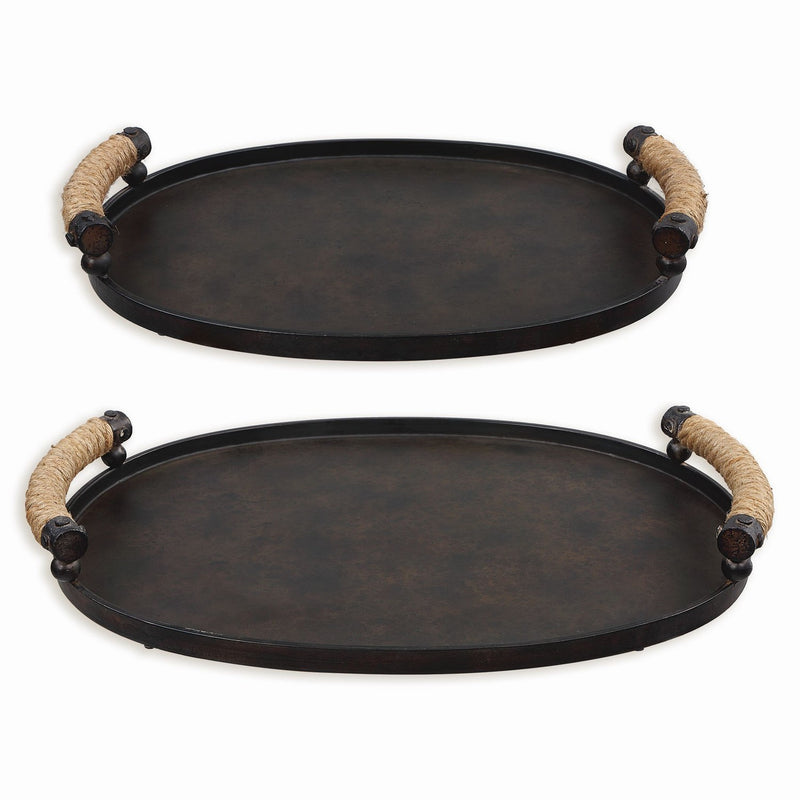 Uttermost 18073 Trays, Set/2, Rustic Oxidized Bronze