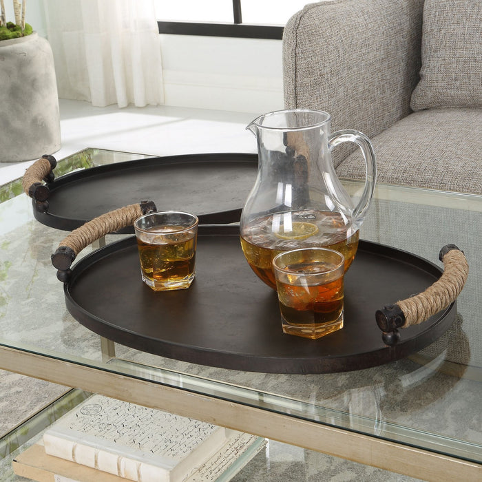 Uttermost 18073 Trays, Set/2, Rustic Oxidized Bronze