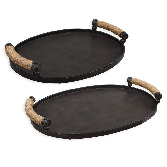 Uttermost 18073 Trays, Set/2, Rustic Oxidized Bronze