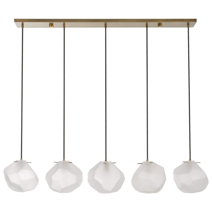 Uttermost 21577 Five Light Linear Pendant, Matte Antique Brass