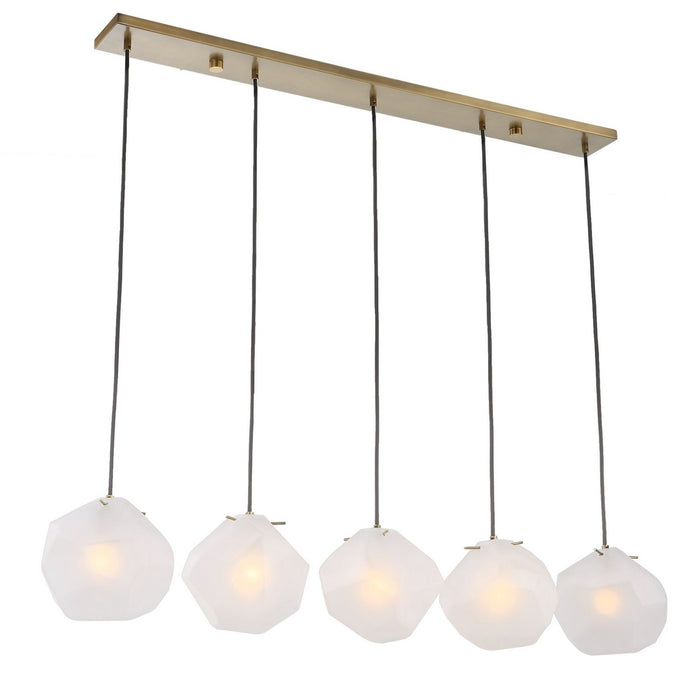 Uttermost 21577 Five Light Linear Pendant, Matte Antique Brass