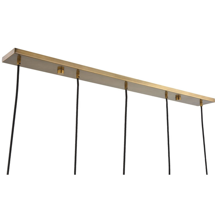 Uttermost 21577 Five Light Linear Pendant, Matte Antique Brass