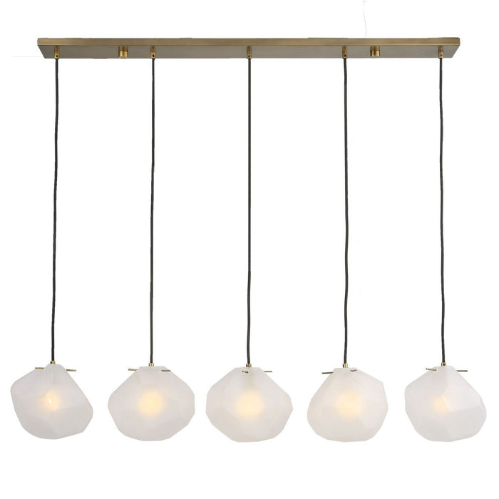 Uttermost 21577 Five Light Linear Pendant, Matte Antique Brass