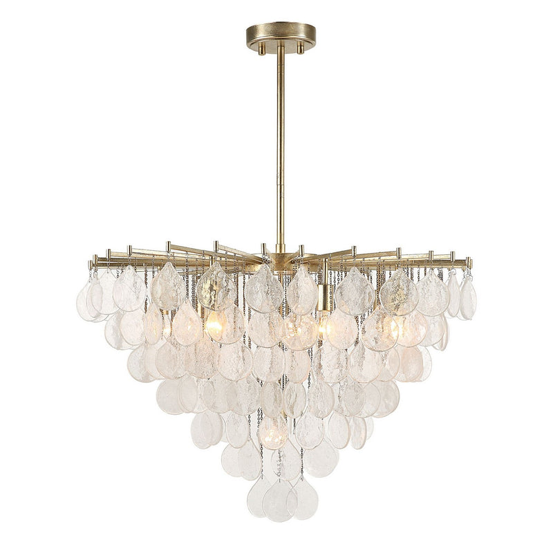Uttermost 21583 Eight Light Pendant, Antique Bright Silver Leaf
