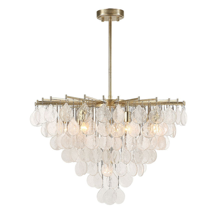 Uttermost 21583 Eight Light Pendant, Antique Bright Silver Leaf