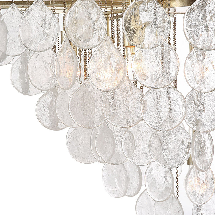 Uttermost 21583 Eight Light Pendant, Antique Bright Silver Leaf