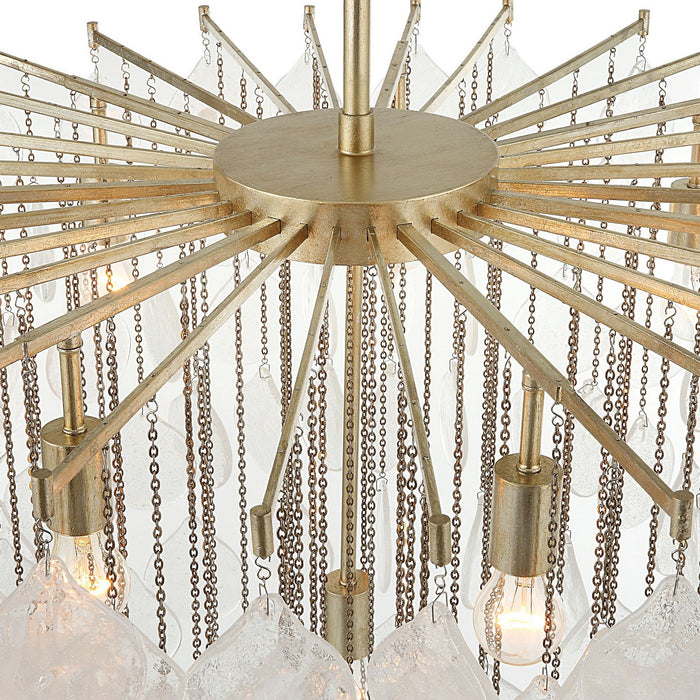 Uttermost 21583 Eight Light Pendant, Antique Bright Silver Leaf