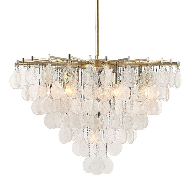 Uttermost 21583 Eight Light Pendant, Antique Bright Silver Leaf