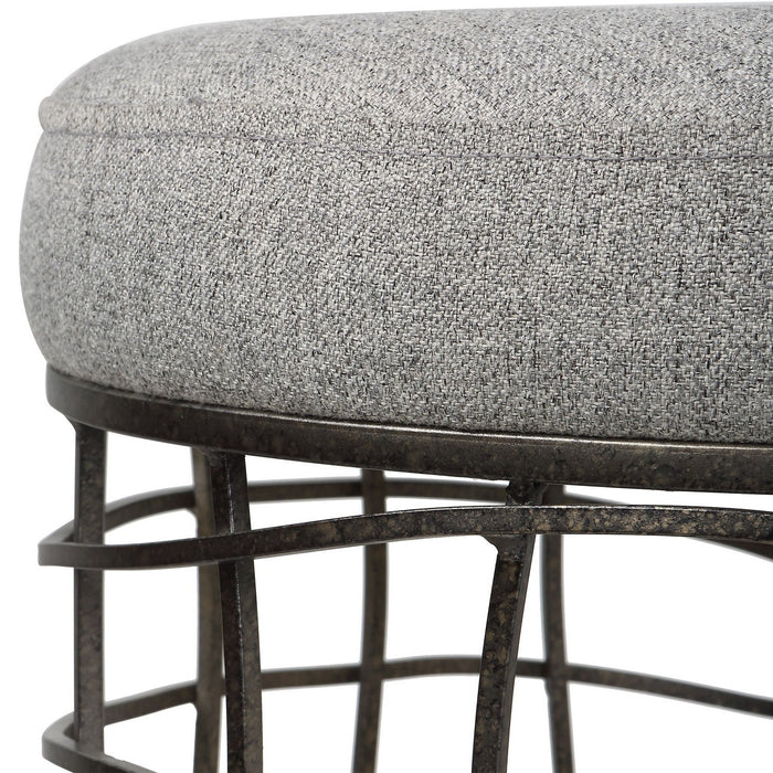 Uttermost 23748 Accent Stool, Burnished Silver