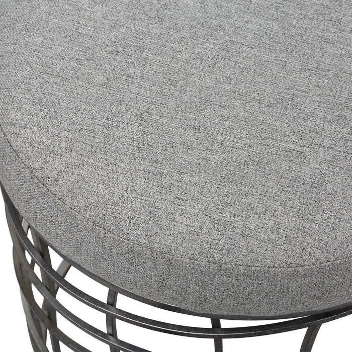 Uttermost 23748 Accent Stool, Burnished Silver