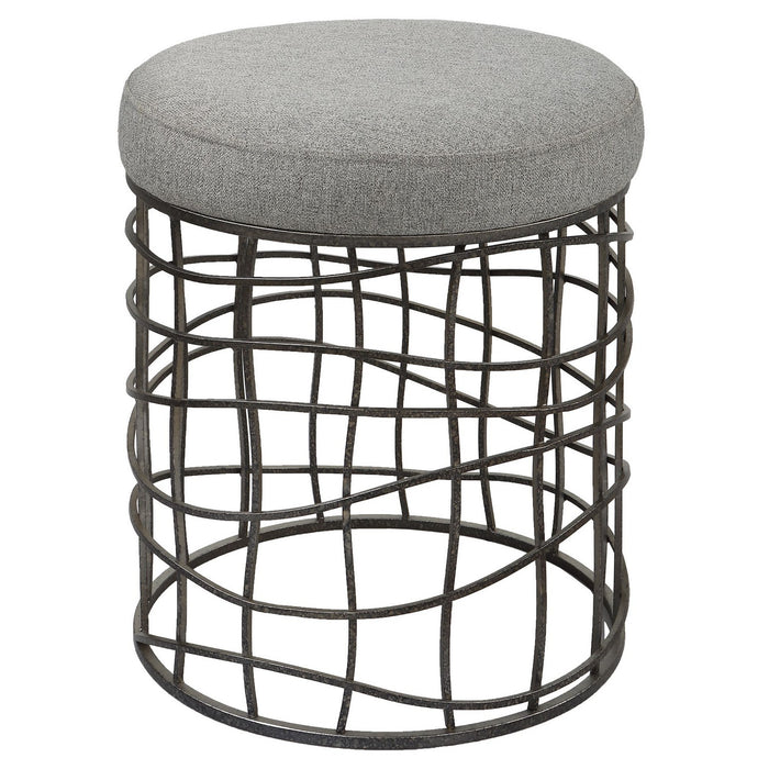 Uttermost 23748 Accent Stool, Burnished Silver