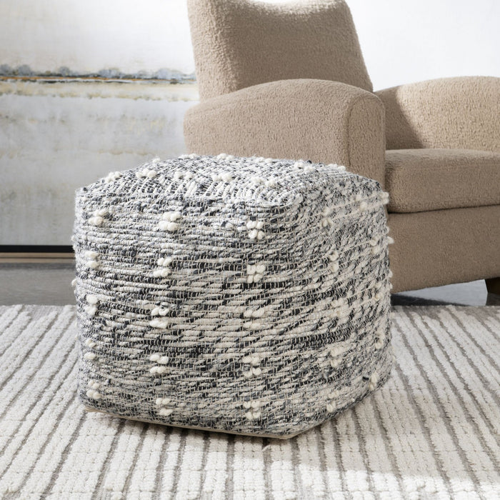 Uttermost 23974 Pouf, Charcoal And Black