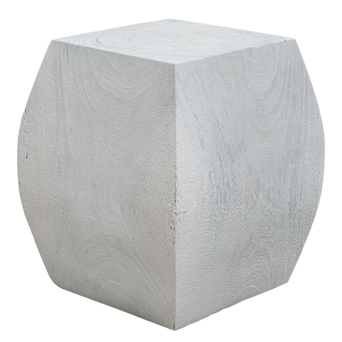 Uttermost 25295 Accent Stool, Soft Ivory With Natural Wood
