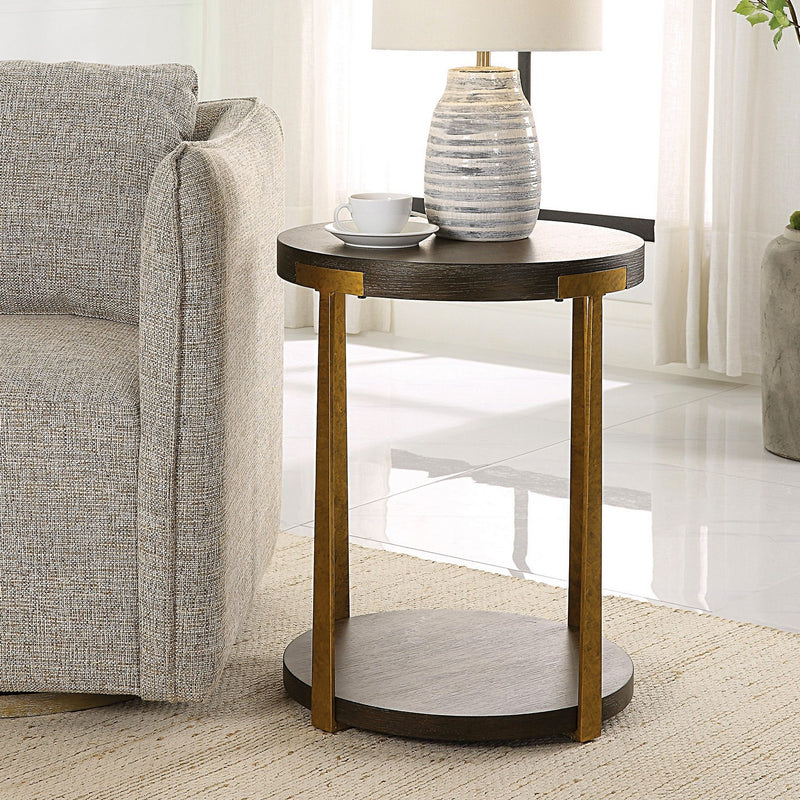 Uttermost 25554 Side Table, Antique Gold