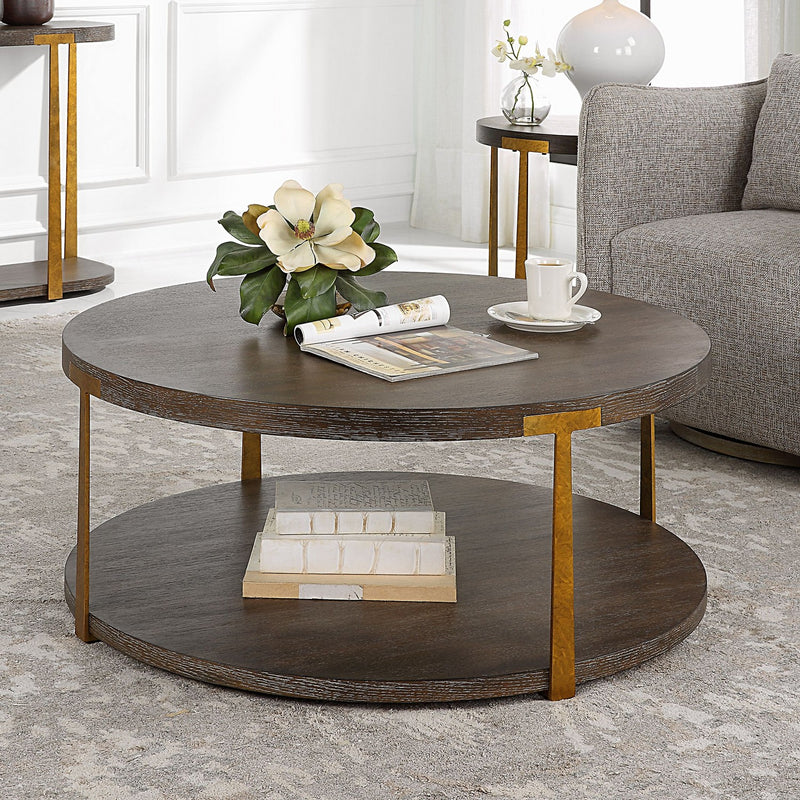 Uttermost 25555 Coffee Table, Antique Gold