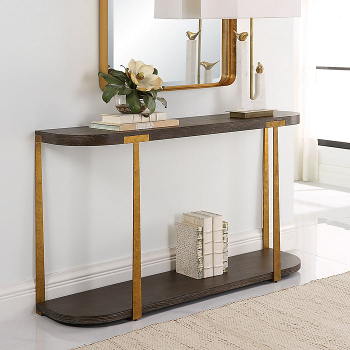 Uttermost 25556 Console Table, Antique Gold