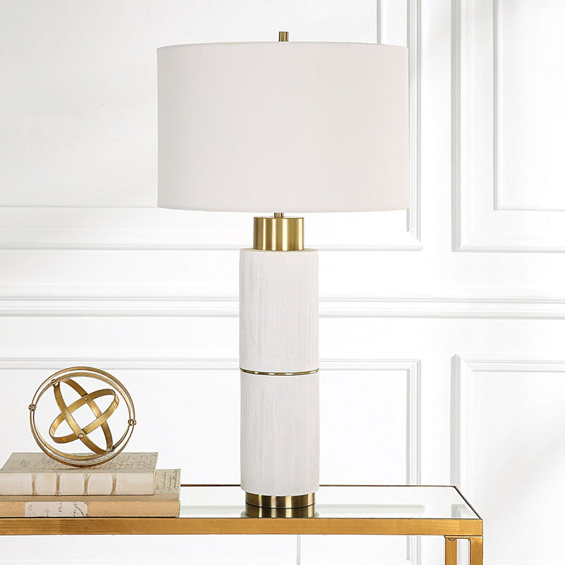 Uttermost 30190 One Light Table Lamp, Brushed Brass
