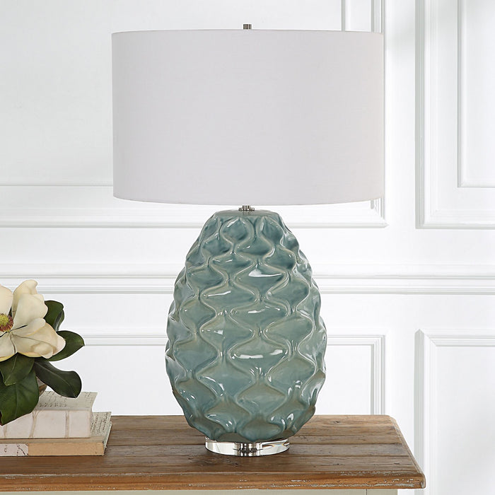 Uttermost 30193 One Light Table Lamp, Sea Foam Gloss Glaze