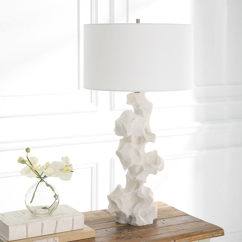 Uttermost 30198 One Light Table Lamp, White Stone