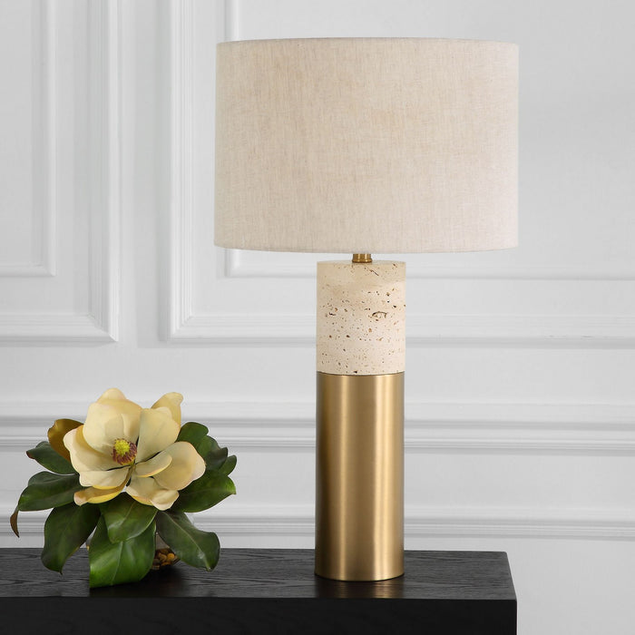 Uttermost 30201-1 One Light Table Lamp, Brushed Brass