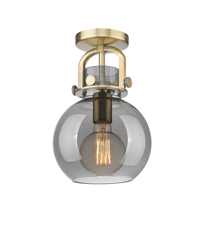 Innovations 410-1F-BB-G410-8SM One Light Flush Mount, Brushed Brass
