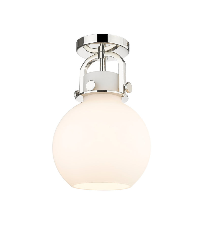 Innovations 410-1F-PN-G410-8WH One Light Flush Mount, Polished Nickel