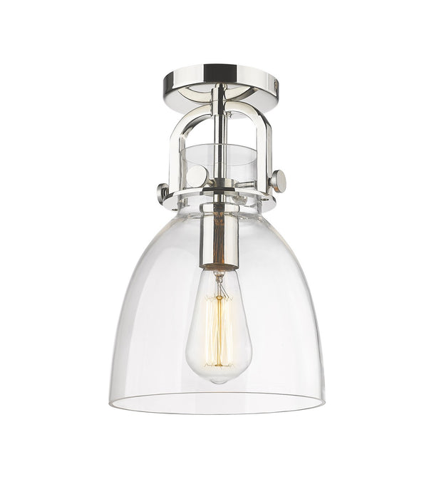 Innovations 410-1F-PN-G412-8CL One Light Flush Mount, Polished Nickel