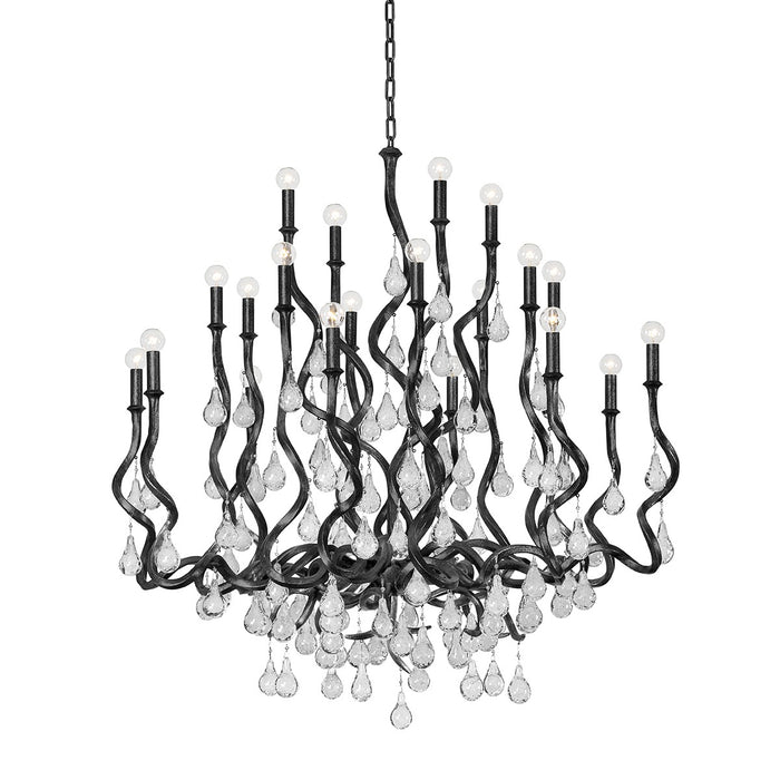 Corbett Lighting 414-48-BSL 20 Light Chandelier, Black Silver Leaf