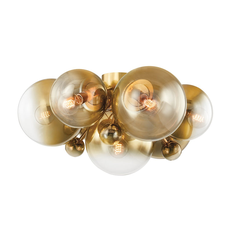 Corbett Lighting 427-07-VPB Seven Light Flush Mount, Vintage Polished Brass