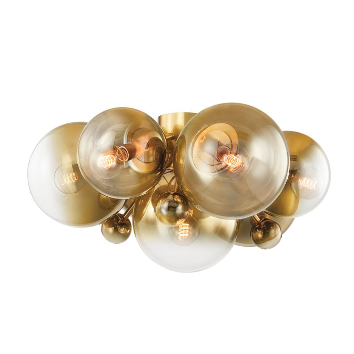 Corbett Lighting 427-07-VPB Seven Light Flush Mount, Vintage Polished Brass