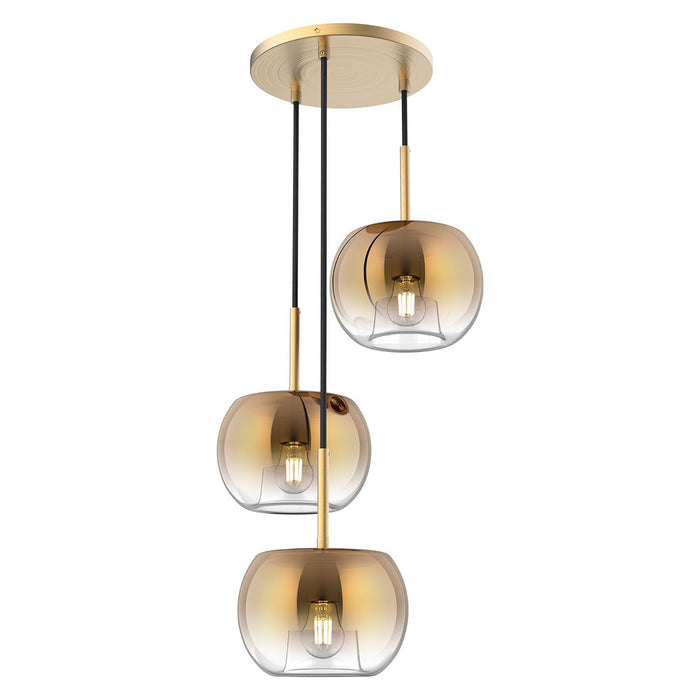 Kuzco Lighting CH57514-BG/CP Three Light Chandelier, Brushed Gold/Copper