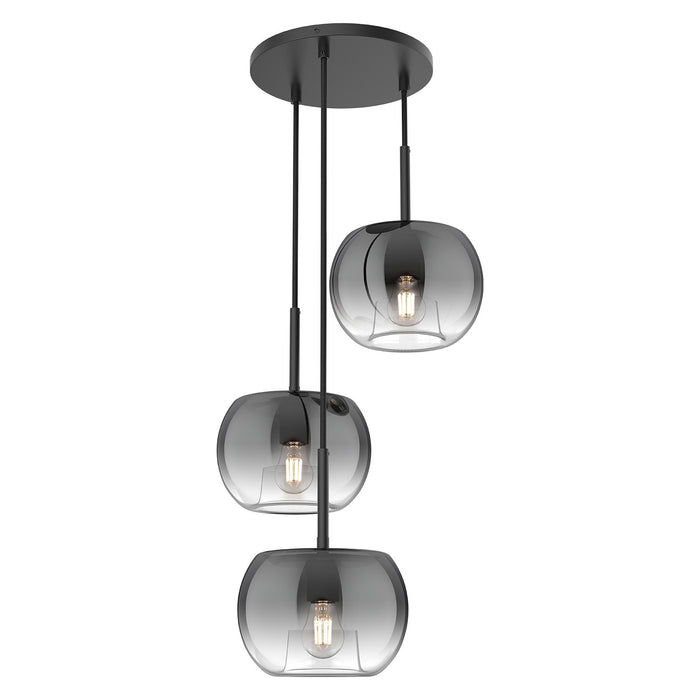 Kuzco Lighting CH57514-BK/SM Three Light Chandelier, Black/Smoked