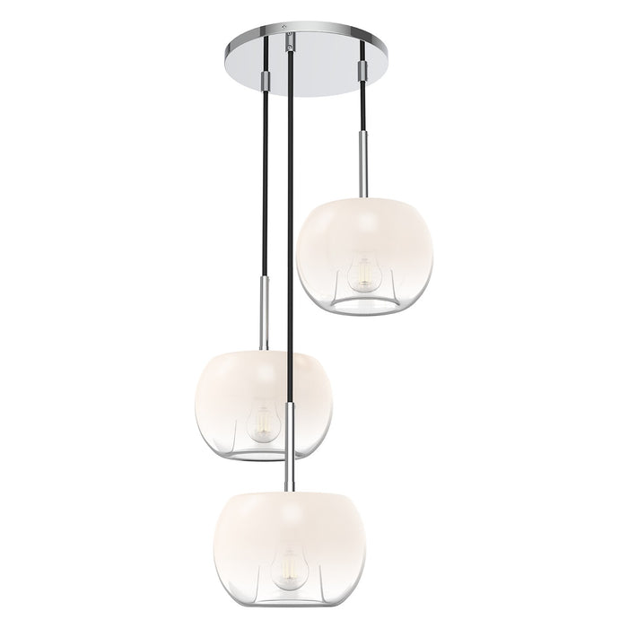 Kuzco Lighting CH57514-CH/OP Three Light Chandelier, Chrome/Opal Glass