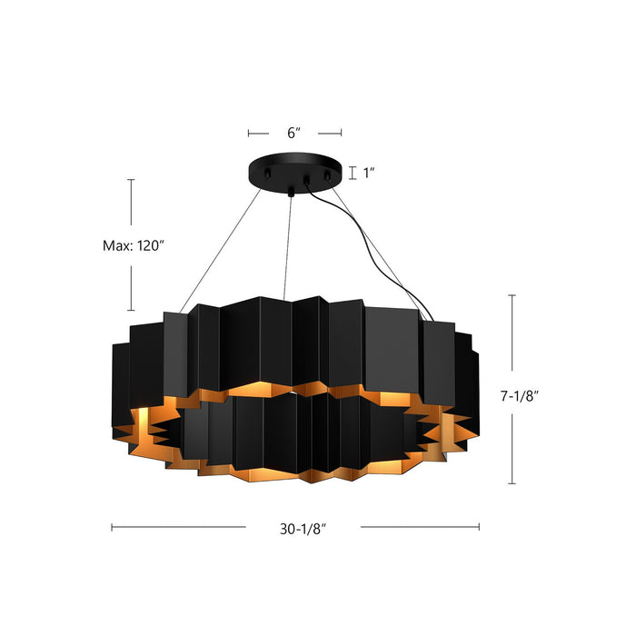 Kuzco Lighting CH58030-BK/GD Seven Light Chandelier, Black/Gold