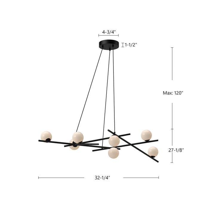 Kuzco Lighting CH89854-BK/GO LED Chandelier, Black/Glossy Opal Glass