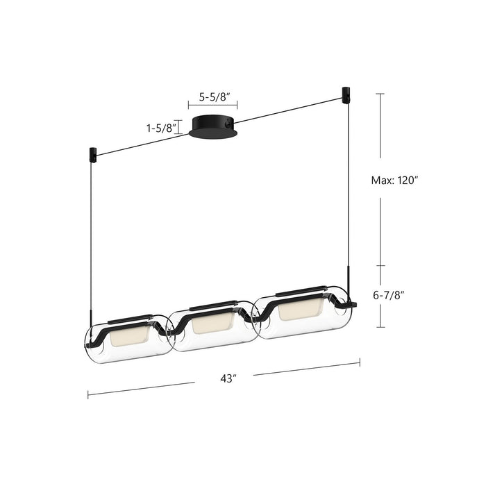 Kuzco Lighting LP28543-BK LED Linear Pendant, Black