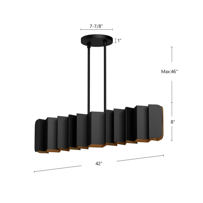 Kuzco Lighting LP58042-BK/GD Six Light Linear Pendant, Black/Gold