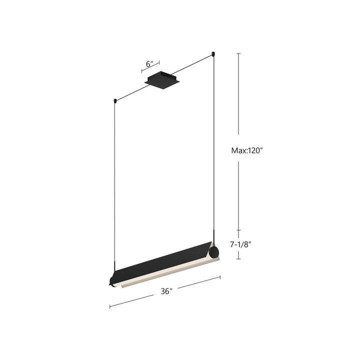 Kuzco Lighting LP73536-BK/WH LED Linear Pendant, Black/White