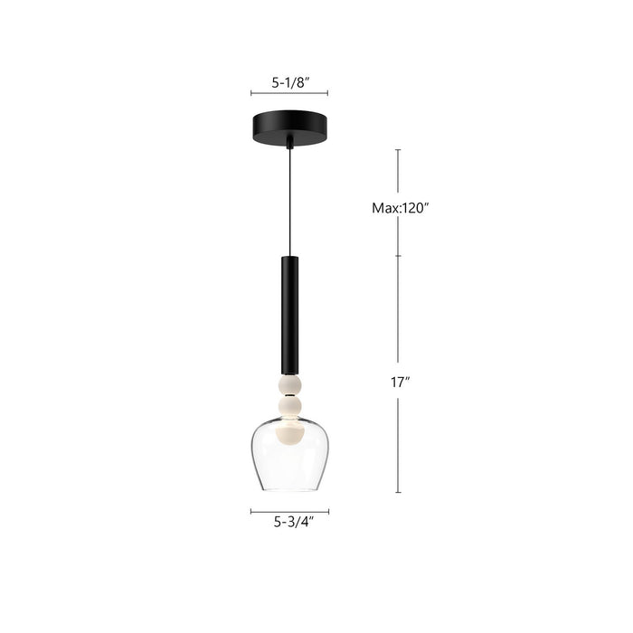 Kuzco Lighting PD30501-BK/CL LED Pendant, Black/Clear