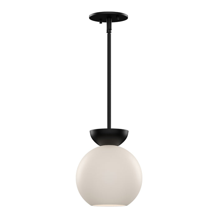 Kuzco Lighting PD59708-BK/OP One Light Pendant, Black/Opal Glass